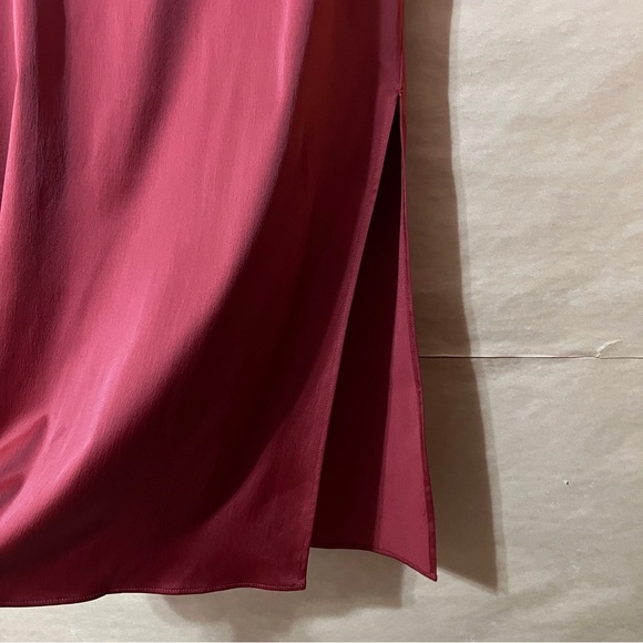 Anthropologie | NWT Strapless Cowl Back Midi Dress Satin Red Rust Size M - Picture 6 of 13